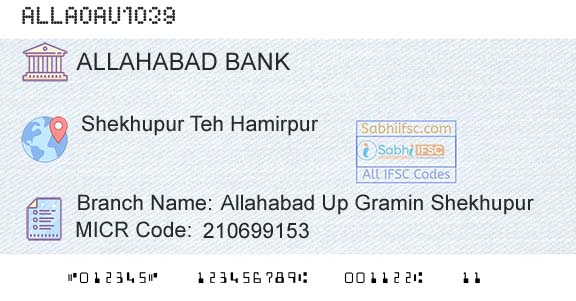 Allahabad Bank Allahabad Up Gramin ShekhupurBranch 