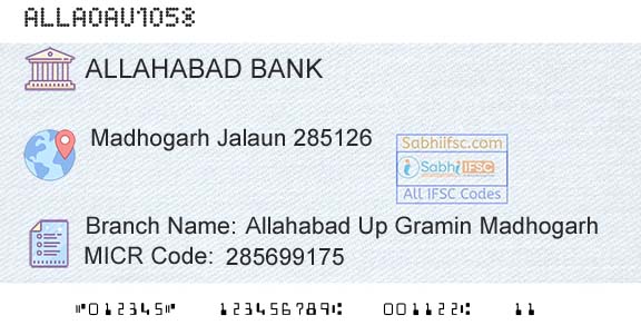 Allahabad Bank Allahabad Up Gramin MadhogarhBranch 