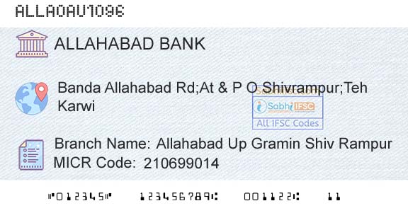 Allahabad Bank Allahabad Up Gramin Shiv RampurBranch 