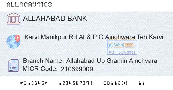 Allahabad Bank Allahabad Up Gramin AinchvaraBranch 