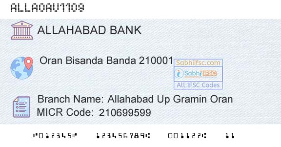 Allahabad Bank Allahabad Up Gramin OranBranch 