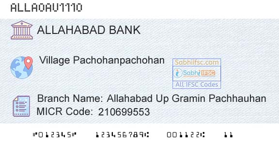 Allahabad Bank Allahabad Up Gramin PachhauhanBranch 
