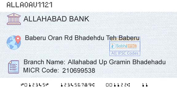 Allahabad Bank Allahabad Up Gramin BhadehaduBranch 