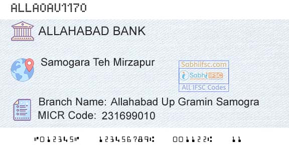 Allahabad Bank Allahabad Up Gramin SamograBranch 