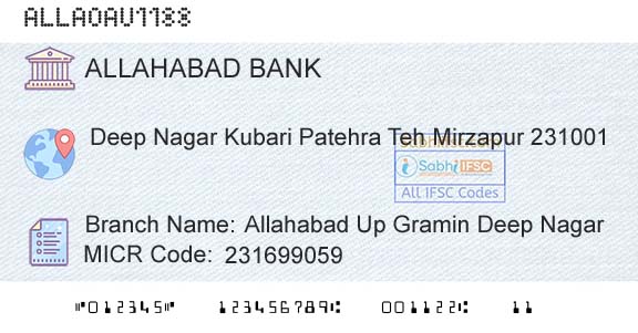 Allahabad Bank Allahabad Up Gramin Deep NagarBranch 