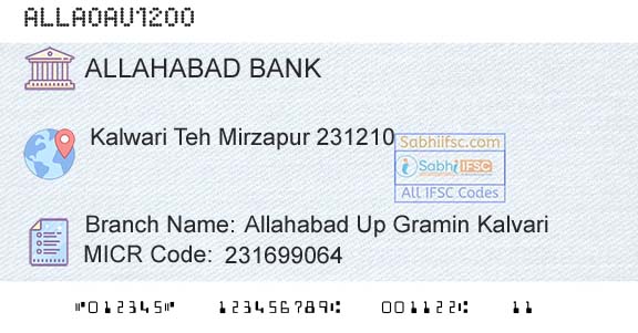 Allahabad Bank Allahabad Up Gramin KalvariBranch 