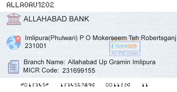Allahabad Bank Allahabad Up Gramin ImlipuraBranch 