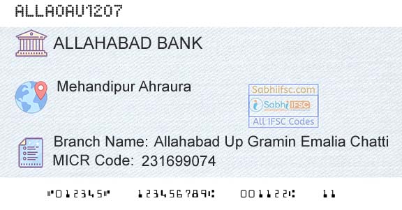 Allahabad Bank Allahabad Up Gramin Emalia ChattiBranch 