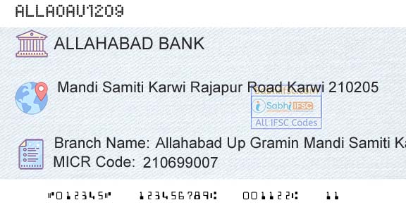 Allahabad Bank Allahabad Up Gramin Mandi Samiti KarwiBranch 