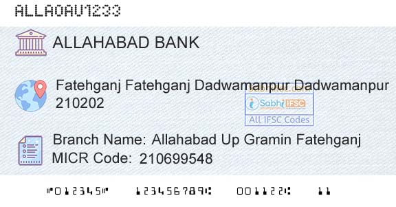 Allahabad Bank Allahabad Up Gramin FatehganjBranch 
