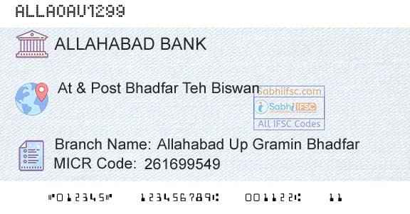 Allahabad Bank Allahabad Up Gramin BhadfarBranch 