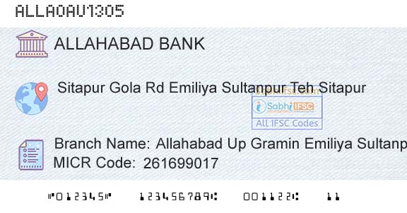 Allahabad Bank Allahabad Up Gramin Emiliya SultanpurBranch 