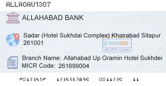 Allahabad Bank Allahabad Up Gramin Hotel SukhdeiBranch 