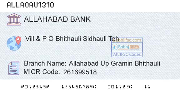Allahabad Bank Allahabad Up Gramin BhithauliBranch 