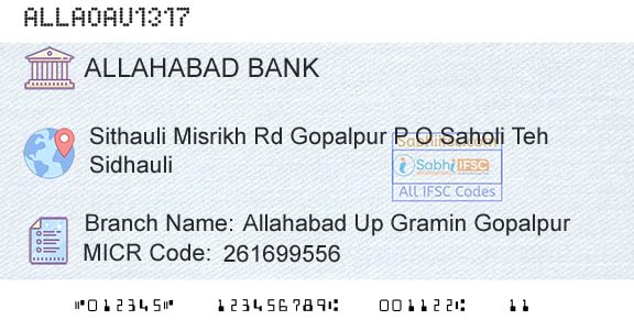 Allahabad Bank Allahabad Up Gramin GopalpurBranch 