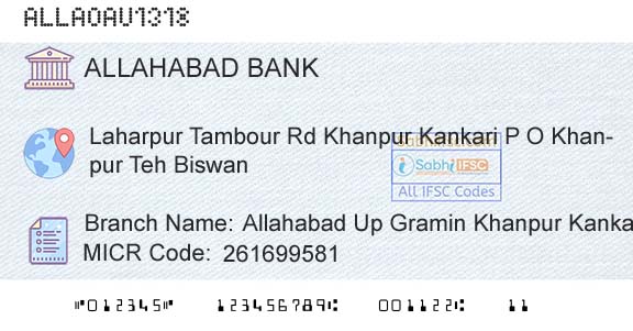 Allahabad Bank Allahabad Up Gramin Khanpur KankariBranch 