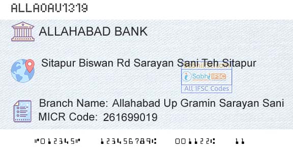 Allahabad Bank Allahabad Up Gramin Sarayan SaniBranch 