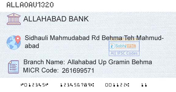 Allahabad Bank Allahabad Up Gramin BehmaBranch 