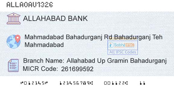 Allahabad Bank Allahabad Up Gramin BahadurganjBranch 