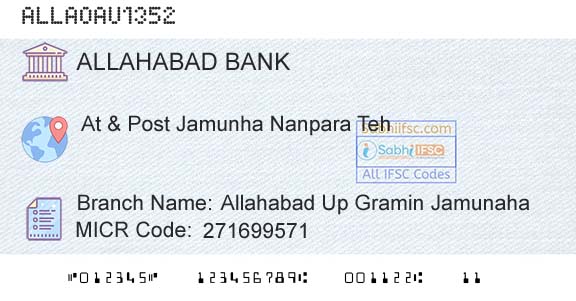 Allahabad Bank Allahabad Up Gramin JamunahaBranch 