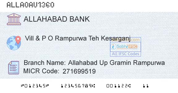 Allahabad Bank Allahabad Up Gramin RampurwaBranch 