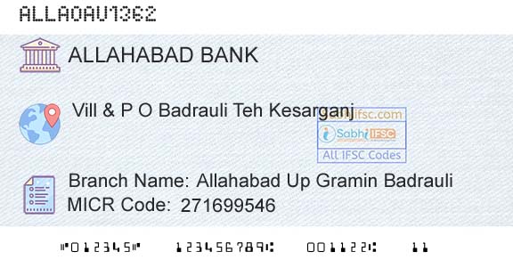 Allahabad Bank Allahabad Up Gramin BadrauliBranch 