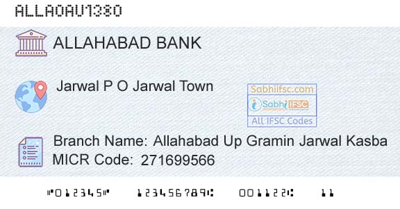 Allahabad Bank Allahabad Up Gramin Jarwal KasbaBranch 