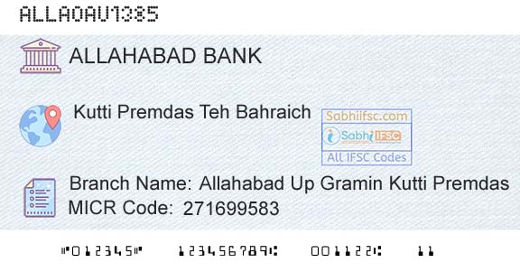 Allahabad Bank Allahabad Up Gramin Kutti PremdasBranch 
