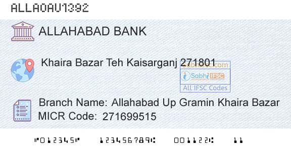 Allahabad Bank Allahabad Up Gramin Khaira BazarBranch 