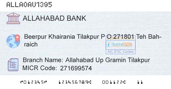 Allahabad Bank Allahabad Up Gramin TilakpurBranch 