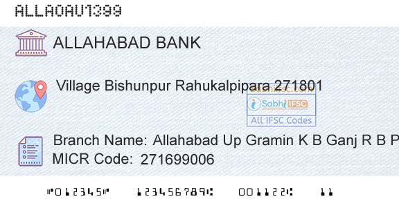 Allahabad Bank Allahabad Up Gramin K B Ganj R B Pur Branch 