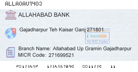 Allahabad Bank Allahabad Up Gramin GajadharpurBranch 