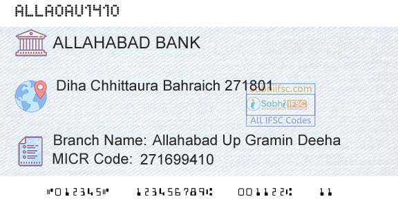 Allahabad Bank Allahabad Up Gramin DeehaBranch 