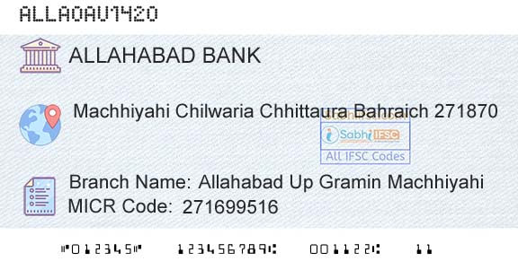 Allahabad Bank Allahabad Up Gramin MachhiyahiBranch 