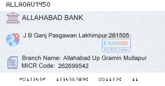 Allahabad Bank Allahabad Up Gramin MullapurBranch 