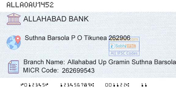 Allahabad Bank Allahabad Up Gramin Suthna BarsolaBranch 