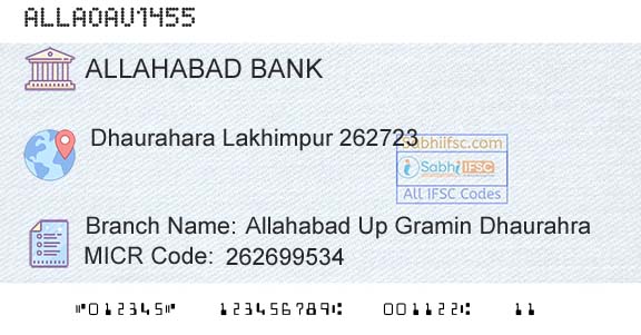 Allahabad Bank Allahabad Up Gramin DhaurahraBranch 