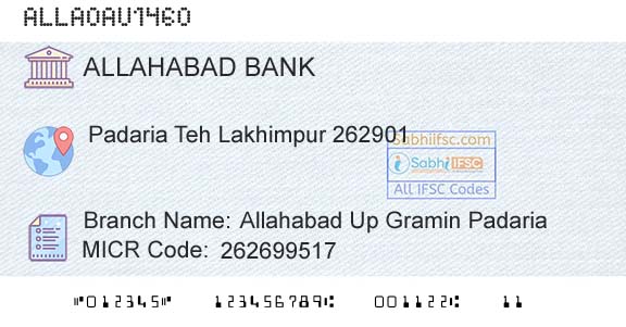 Allahabad Bank Allahabad Up Gramin PadariaBranch 