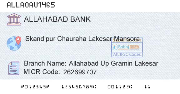 Allahabad Bank Allahabad Up Gramin LakesarBranch 
