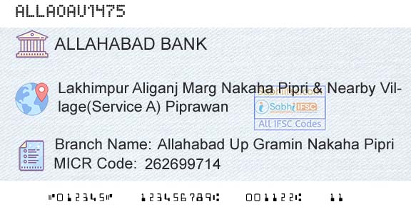 Allahabad Bank Allahabad Up Gramin Nakaha PipriBranch 