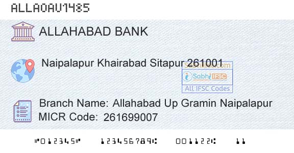 Allahabad Bank Allahabad Up Gramin NaipalapurBranch 