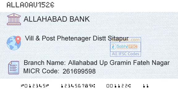 Allahabad Bank Allahabad Up Gramin Fateh NagarBranch 