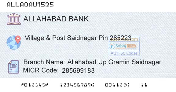 Allahabad Bank Allahabad Up Gramin SaidnagarBranch 
