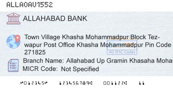 Allahabad Bank Allahabad Up Gramin Khasaha MohammadpurBranch 