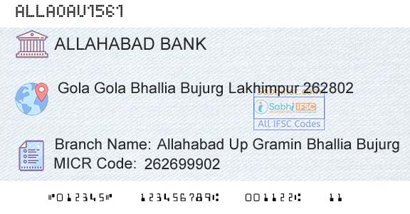 Allahabad Bank Allahabad Up Gramin Bhallia BujurgBranch 