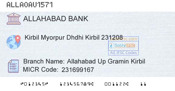 Allahabad Bank Allahabad Up Gramin KirbilBranch 
