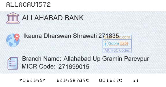 Allahabad Bank Allahabad Up Gramin ParevpurBranch 