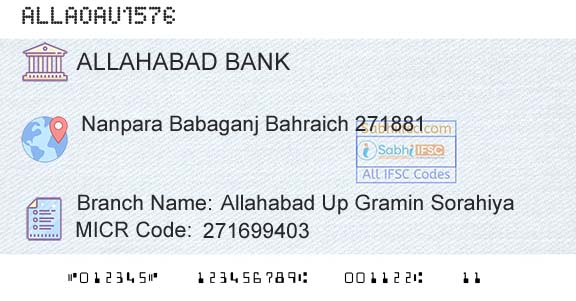Allahabad Bank Allahabad Up Gramin SorahiyaBranch 