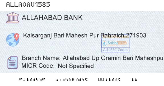 Allahabad Bank Allahabad Up Gramin Bari MaheshpurBranch 