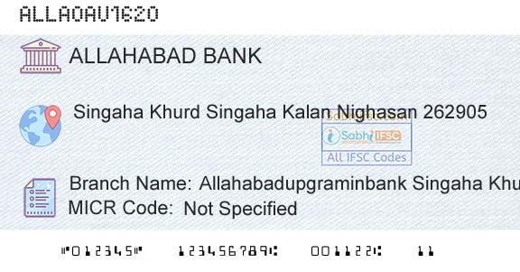 Allahabad Bank Allahabadupgraminbank Singaha KhurdBranch 